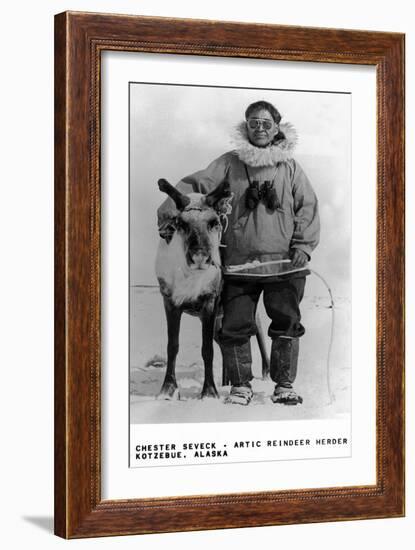 Kotzebue, Alaska - Chester Seveck, Arctic Reindeer Herder-Lantern Press-Framed Art Print