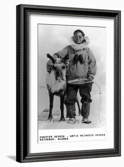 Kotzebue, Alaska - Chester Seveck, Arctic Reindeer Herder-Lantern Press-Framed Art Print