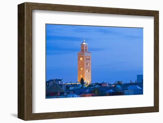 Koutoubia Mosque Minaret at Night, Marrakech, Morocco, North Africa, Africa-Matthew Williams-Ellis-Framed Photographic Print