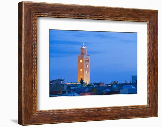 Koutoubia Mosque Minaret at Night, Marrakech, Morocco, North Africa, Africa-Matthew Williams-Ellis-Framed Photographic Print