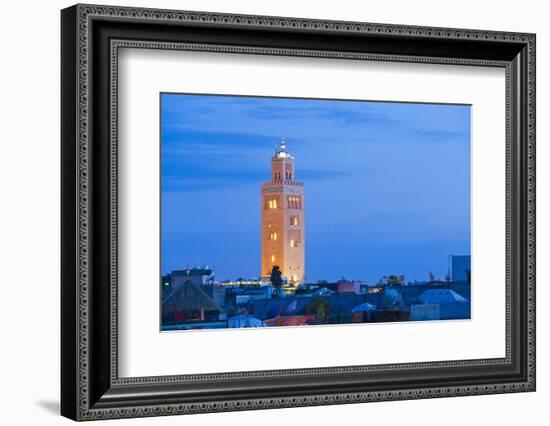 Koutoubia Mosque Minaret at Night, Marrakech, Morocco, North Africa, Africa-Matthew Williams-Ellis-Framed Photographic Print