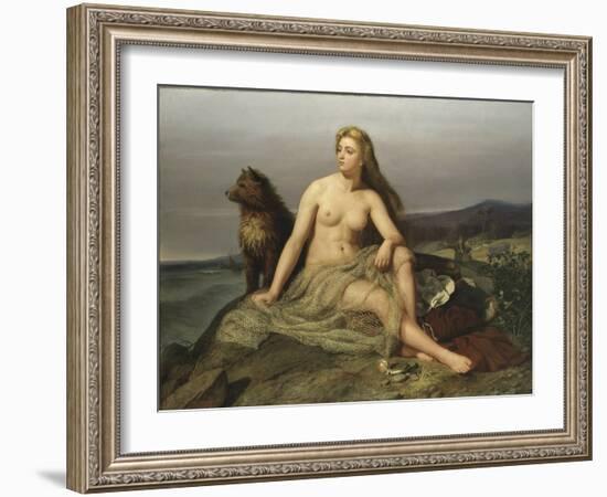 Kraka (Aslaug, Aslog), by Winge, Marten Eskil (1825-1896). Oil on Canvas, 1862. Dimension : 160X217-Marten Eskil Winge-Framed Giclee Print