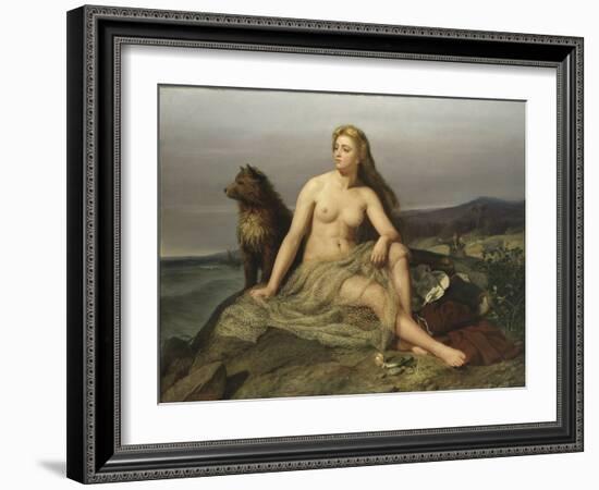 Kraka (Aslaug, Aslog), by Winge, Marten Eskil (1825-1896). Oil on Canvas, 1862. Dimension : 160X217-Marten Eskil Winge-Framed Giclee Print