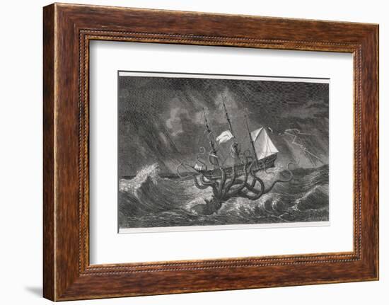 Kraken Attacking a Sailing Vessel During a Storm-E. Etherington-Framed Photographic Print