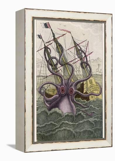 Kraken Attacks a Sailing Vessel-Denys De Montfort-Framed Premier Image Canvas