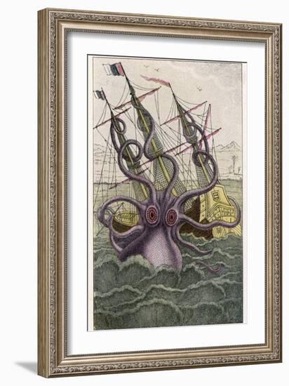 Kraken Attacks a Sailing Vessel-Denys De Montfort-Framed Photographic Print