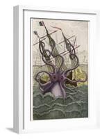Kraken Attacks a Sailing Vessel-Denys De Montfort-Framed Photographic Print