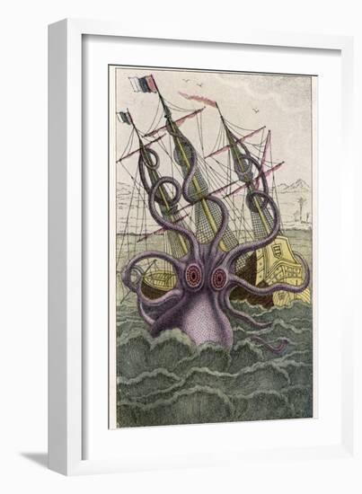 Kraken Attacks a Sailing Vessel-Denys De Montfort-Framed Photographic Print