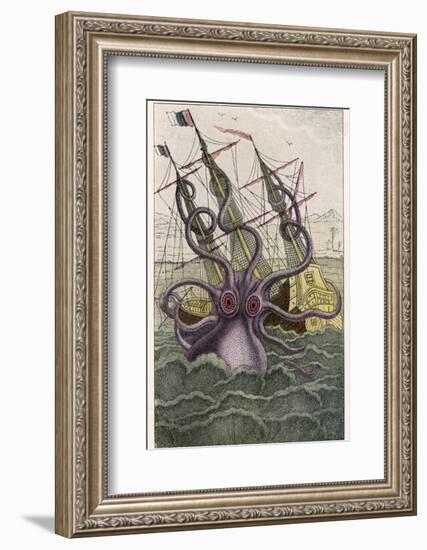 Kraken Attacks a Sailing Vessel-Denys De Montfort-Framed Photographic Print