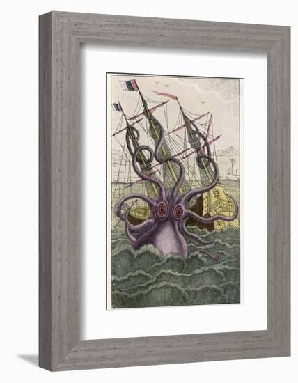 Kraken Attacks a Sailing Vessel-Denys De Montfort-Framed Photographic Print