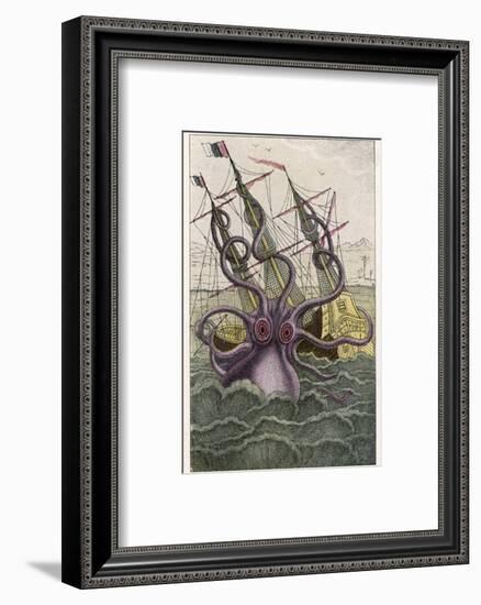 Kraken Attacks a Sailing Vessel-Denys De Montfort-Framed Photographic Print