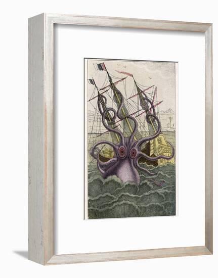 Kraken Attacks a Sailing Vessel-Denys De Montfort-Framed Photographic Print