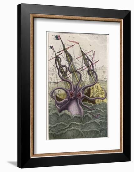 Kraken Attacks a Sailing Vessel-Denys De Montfort-Framed Photographic Print