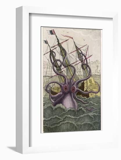 Kraken Attacks a Sailing Vessel-Denys De Montfort-Framed Photographic Print