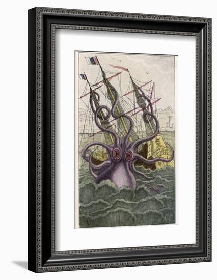 Kraken Attacks a Sailing Vessel-Denys De Montfort-Framed Photographic Print