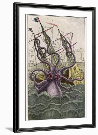 Kraken Attacks a Sailing Vessel-Denys De Montfort-Framed Photographic Print