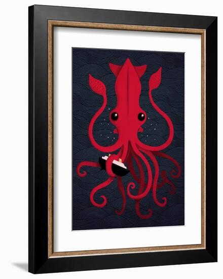 Kraken Attaken-Michael Buxton-Framed Art Print