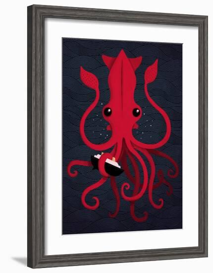 Kraken Attaken-Michael Buxton-Framed Art Print