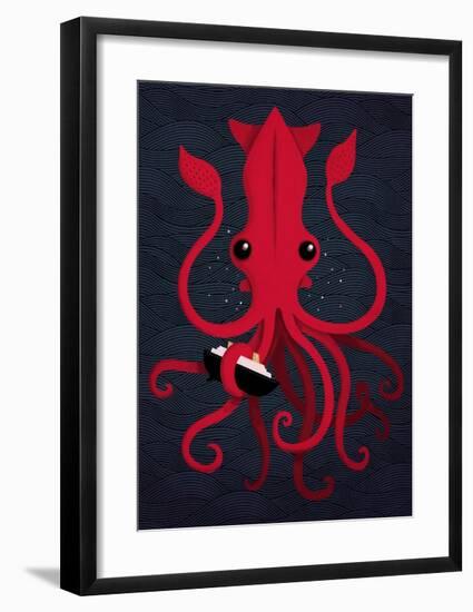 Kraken Attaken-Michael Buxton-Framed Art Print