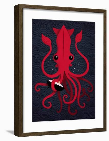 Kraken Attaken-Michael Buxton-Framed Art Print