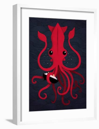 Kraken Attaken-Michael Buxton-Framed Art Print