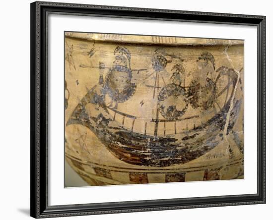 Krater by Aristonothos, Detail: Ship-null-Framed Giclee Print