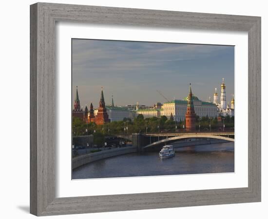 Kremlin View with Bolshoy Kameny Bridge, Kremlin, Moscow, Moscow Oblast, Russia-Walter Bibikow-Framed Photographic Print