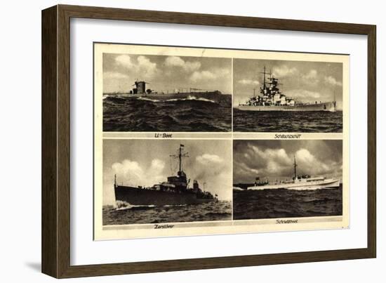 Kriegsschiffe, U Boot, Zerstörer, Schnellboot-null-Framed Giclee Print