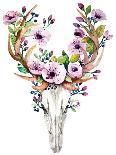 Deer with Flowers - Watercolor-Kris_art-Art Print