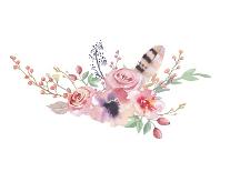 Vintage Watercolor Bouquet-Kris_art-Art Print