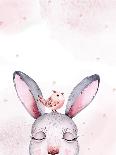 Watercolor New Year Baby Bunny Portrait Illlustration Oster. Merry Christmas Postcard Cute Cartoon-Kris_art-Photographic Print