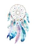 Isolated Watercolor Decoration Bohemian Dreamcatcher. Boho Feathers. Native Dream Chic Design. Myst-krisArt-Framed Art Print