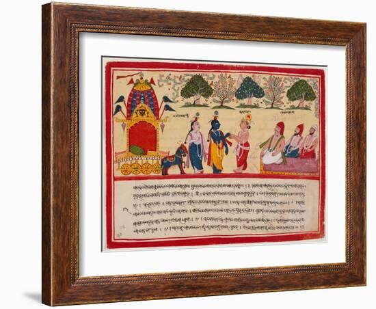 Krishna and Balarama Arrive in the Forest-null-Framed Art Print