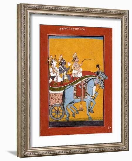 Krishna and Balarama Being Driven by Akrura to Mathura-null-Framed Art Print