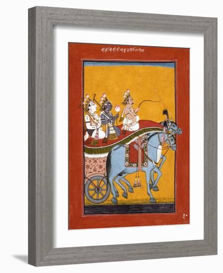 Krishna and Balarama Being Driven by Akrura to Mathura-null-Framed Art Print