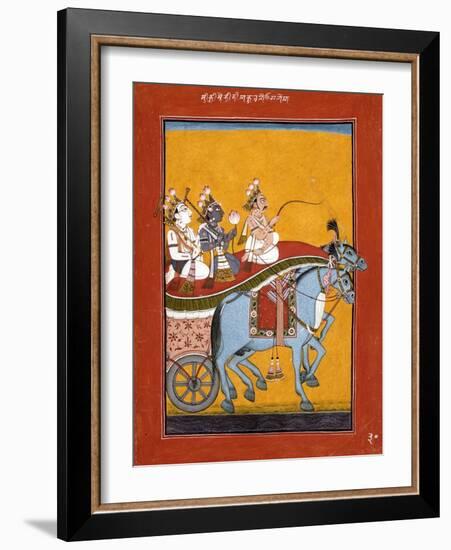 Krishna and Balarama Being Driven by Akrura to Mathura-null-Framed Art Print