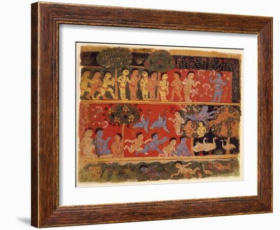 Krishna and Balarama Play with Gopas-null-Framed Art Print