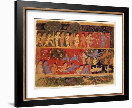 Krishna and Balarama Play with Gopas-null-Framed Art Print