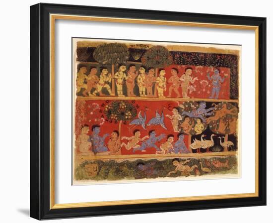 Krishna and Balarama Play with Gopas-null-Framed Art Print