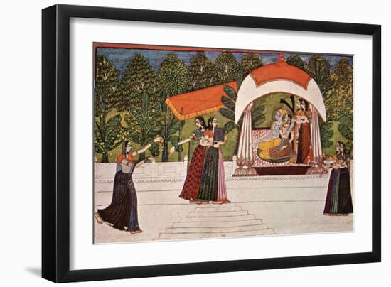 Krishna and Radha in a Pavilion-null-Framed Art Print