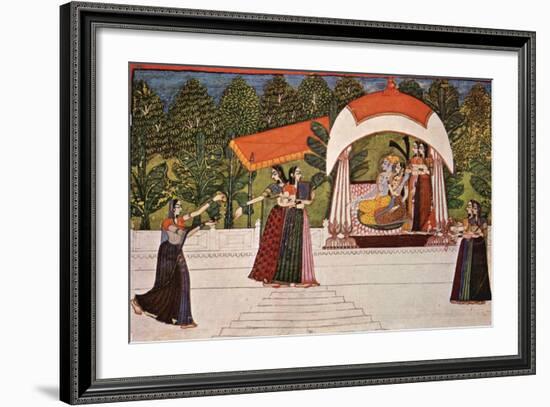 Krishna and Radha in a Pavilion-null-Framed Art Print