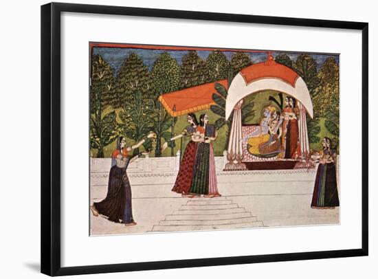 Krishna and Radha in a Pavilion-null-Framed Art Print