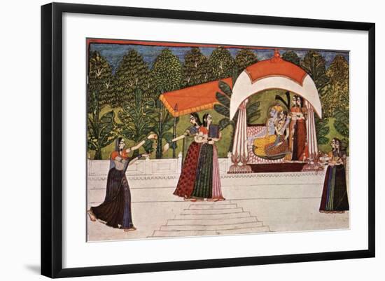 Krishna and Radha in a Pavilion-null-Framed Art Print