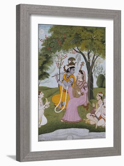 Krishna and Radha Making Music-null-Framed Giclee Print