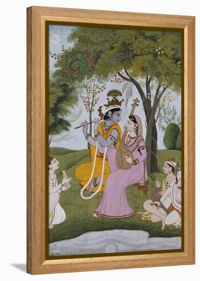 Krishna and Radha Making Music-null-Framed Premier Image Canvas