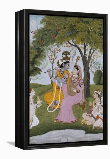 Krishna and Radha Making Music-null-Framed Premier Image Canvas