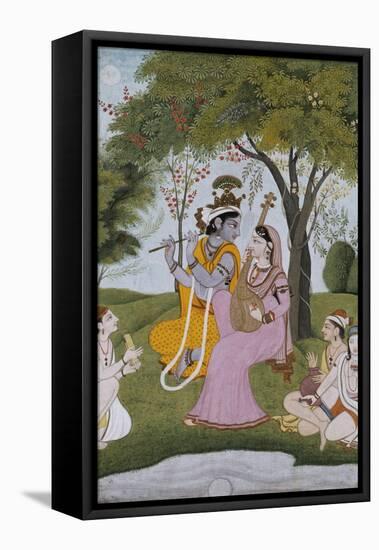 Krishna and Radha Making Music-null-Framed Premier Image Canvas