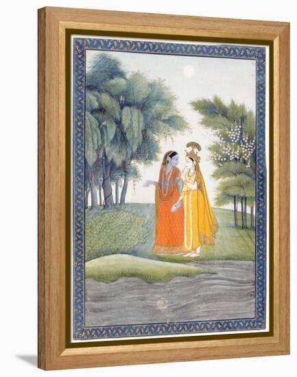 Krishna and Radha Walking by the Jumna in the Moonlight Having Exchanged Clothes, from the…-null-Framed Premier Image Canvas