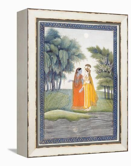Krishna and Radha Walking by the Jumna in the Moonlight Having Exchanged Clothes, from the…-null-Framed Premier Image Canvas