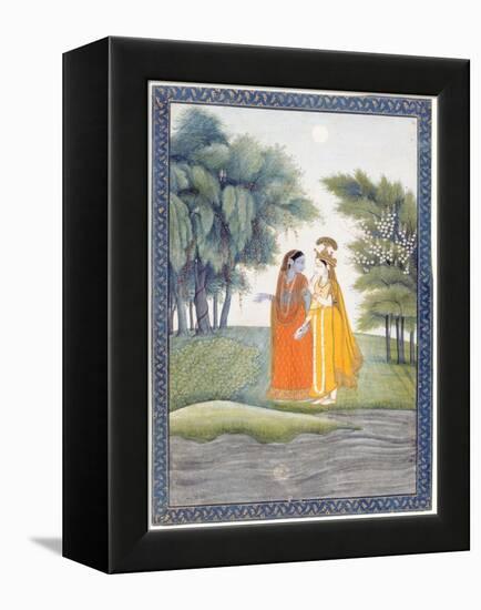 Krishna and Radha Walking by the Jumna in the Moonlight Having Exchanged Clothes, from the…-null-Framed Premier Image Canvas